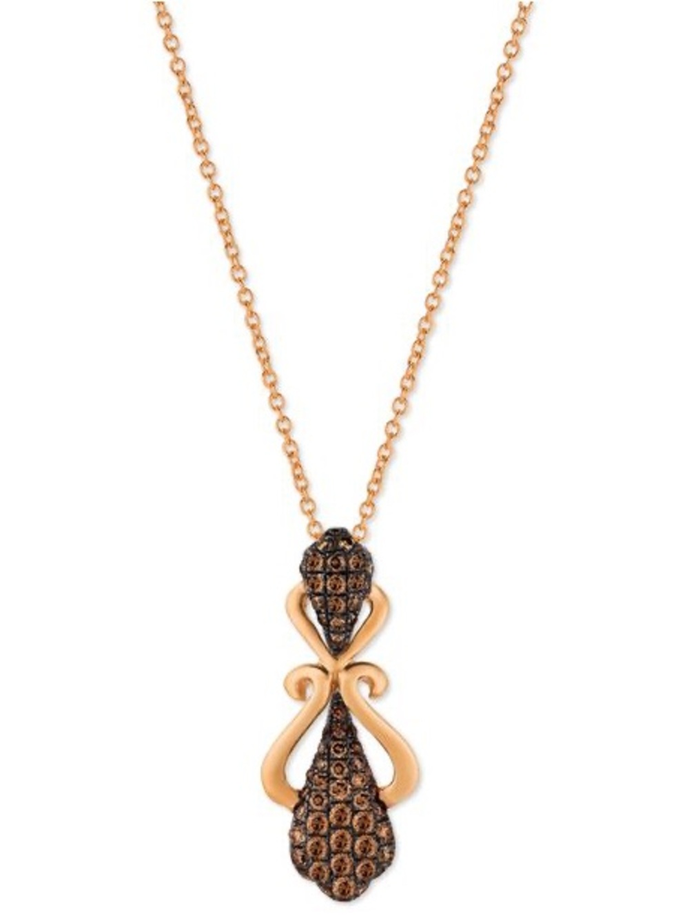 Levian Rose Gold Pendant Necklace with Brown Crystals and Dimonds
